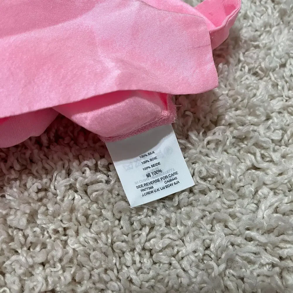 J.crew Size 2 Pink Ruffle Off Shoulder Shantung 100% Silk Tie Sleeve Top